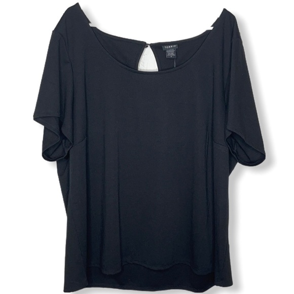 NWT Torrid Solid Black stretchy keyhole scoop neck top - Picture 1 of 5